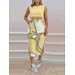 Fashion Sleeveless Tank Top Printed Split Skirt Two Piece Set S390480B