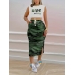 Fashion Printed Tank Top Split Half Skirt Split Two Piece Set S390480