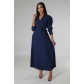 Long sleeved Polo neck high waisted pleated women's dress YLY10180