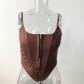Breasted fishbone waist strap vest F09227