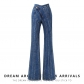 Asymmetric diagonal waist placket jeans MD631678190631