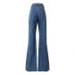 Asymmetric diagonal waist placket jeans MD631678190631