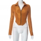 Tight fitting lapel hook button cardigan long sleeved top K23TP331