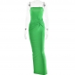 Bright diamond suspender with open back stitching and high waisted slim fitting long skirt FDY0036