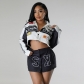 Detachable two piece motorcycle jacket with cool silk cotton printed cardigan jacket D88221