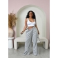 Women's hip-hop sports waistband tie up two loose casual pants CH63008