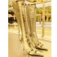 Pointed thin heeled high heeled women's boots with metal buckle high barrel tassel boots long style S723329929147-1