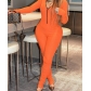Women's pit stripe tight jumpsuit, leg and sleeve pleated high elastic jumpsuit FF1001