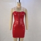 Leather Bra Wrap Hip Dress PB14588