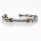 Diamond 8-shaped cross X stainless steel 5MM cable rope C-shaped adjustable female bracelet DLHR007