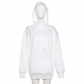 Women's fashionable long sleeved pocket loose printed warm hooded sweater K23E34773
