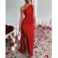 Sleeveless suspender with stacked collar bridesmaid dress, open back, slim fitting, buttocks wrapped long skirt Q727180544109