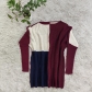 Women's loose round neck casual knitted dress sweater T1021