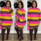 Leisure contrasting knitted round neck women's dress sweater XE8005