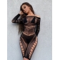 Sexy fishing net jumpsuit, pajama, hip wrap skirt, long sleeved tight fitting suit w674