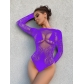 Bikini wrap buttocks and backless three point long sleeved jumpsuit w695