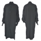 Long sleeved lapel pleated loose oversized shirt long dress M3078