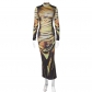 3D pattern printed half high collar mid length dress D3B14948