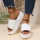 Solid color straight line thick sole sponge cake sole lightweight women's slippers HWJ1154