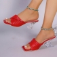 Casual striped transparent heel square toe high heels and slippers HWJ2014