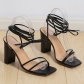 Sexy square toe strappy slim heel high heels, crossed strappy sandals S741523521614