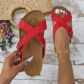 Retro style cross wide strap buckle decorated wooden sole slippers HWJ1843