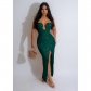 Women's solid color sexy sequin backless long dress dress C6782