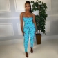 Women's sexy suspender backless printed jumpsuit K9832