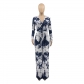 Printed casual jumpsuit with waistband AD0706