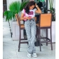 Women's fashion spicy girl high waisted side slit single breasted casual pants A40112