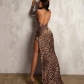Printed slim fit backless chain strap mid length skirt D1C7287A
