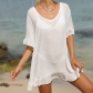 Solid color sunscreen shirt with ruffled V-neck bikini loose fitting top CYBK2039