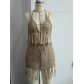 Knitted lace tassel bikini short skirt set CYBK4212L