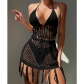 Knitted lace tassel bikini short skirt set CYBK4212L