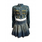 Elastic fabric embroidered pleated skirt HR88008-3