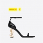 Letter heel sexy and fashionable leather slim high heels for external wear YSL20240223-1