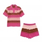 Women's fashion striped large silhouette knitted sweater high waisted shorts set L738009971130