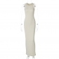 Solid color slim fit round neck sleeveless dress D4115559K