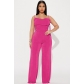 Low cut pleated strap sexy jumpsuit Q24S8495