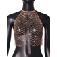 Fishing net water diamond sleeveless neck hanging women's backless vest L20569