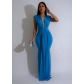 Solid color sleeveless sexy long dress A7375