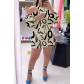 Printed Colorful Hollow Off Shoulder Cross Collar Short Dress S10749