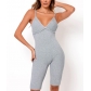 Women's sexy backless suspender with pit stripe slim fitting jumpsuit FF1010