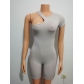 Women's single shoulder short sleeved soft high elastic striped fabric jumpsuit shorts FF1021