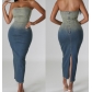 Women's gradient bra denim sexy dress FF1280